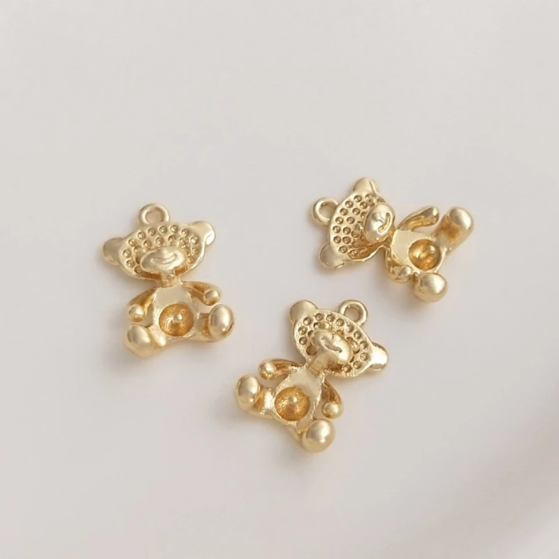 

16Pcs 14K True Gold Color-Preserving Copper Bear Animal Charms Pendants DIY Jewelry Making Findings Accessories
