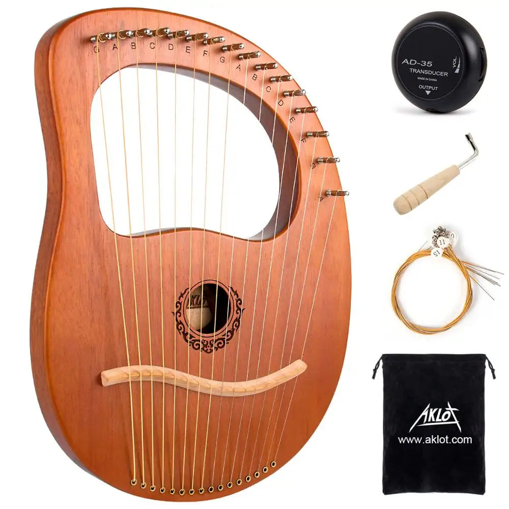 16 струнное седло AKLOT Lyre Harp из твердого красного дерева и клена инструмент с сумкой