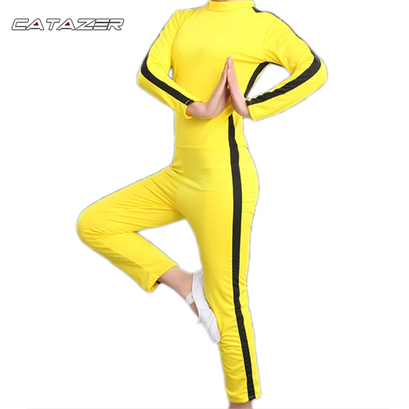 Комбинезоны Catazer для взрослых желтая Униформа Wushu комплект кунг фу одежда Wu Shu