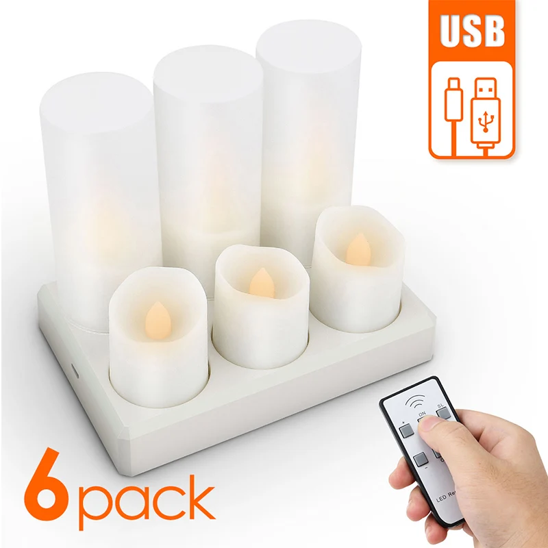 

USB Rechargeable Led Candles Flashing Flameless Tealight With Timer Remote Control For Christmas New Year Home Decoration Candle