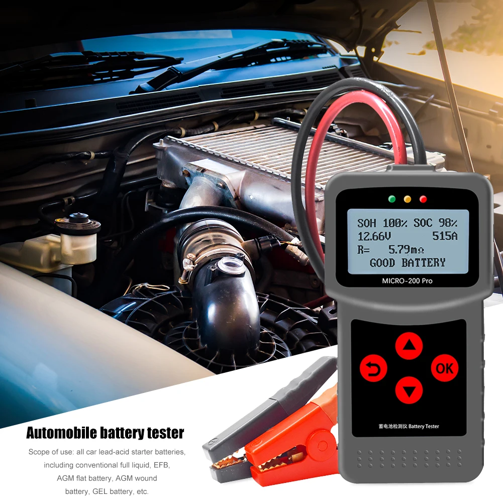 

Micro-200 Pro 12V автомобиль Батарея Тестер Цифровой CCA BCI CA MCA IEC Батарея анализатор Портативный диагностический универсальный инструмент
