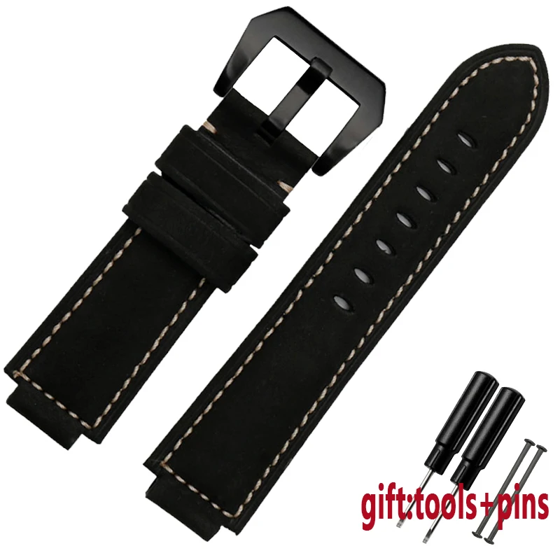black-black Качественный ремешок из натуральной кожи для мужчин Timex T49859 | T2N720 | T2p141 | T2n722 | 723 | 738 | 739 ремешок с ремешком из нержавеющей стали - Цвет ремешка: black-black