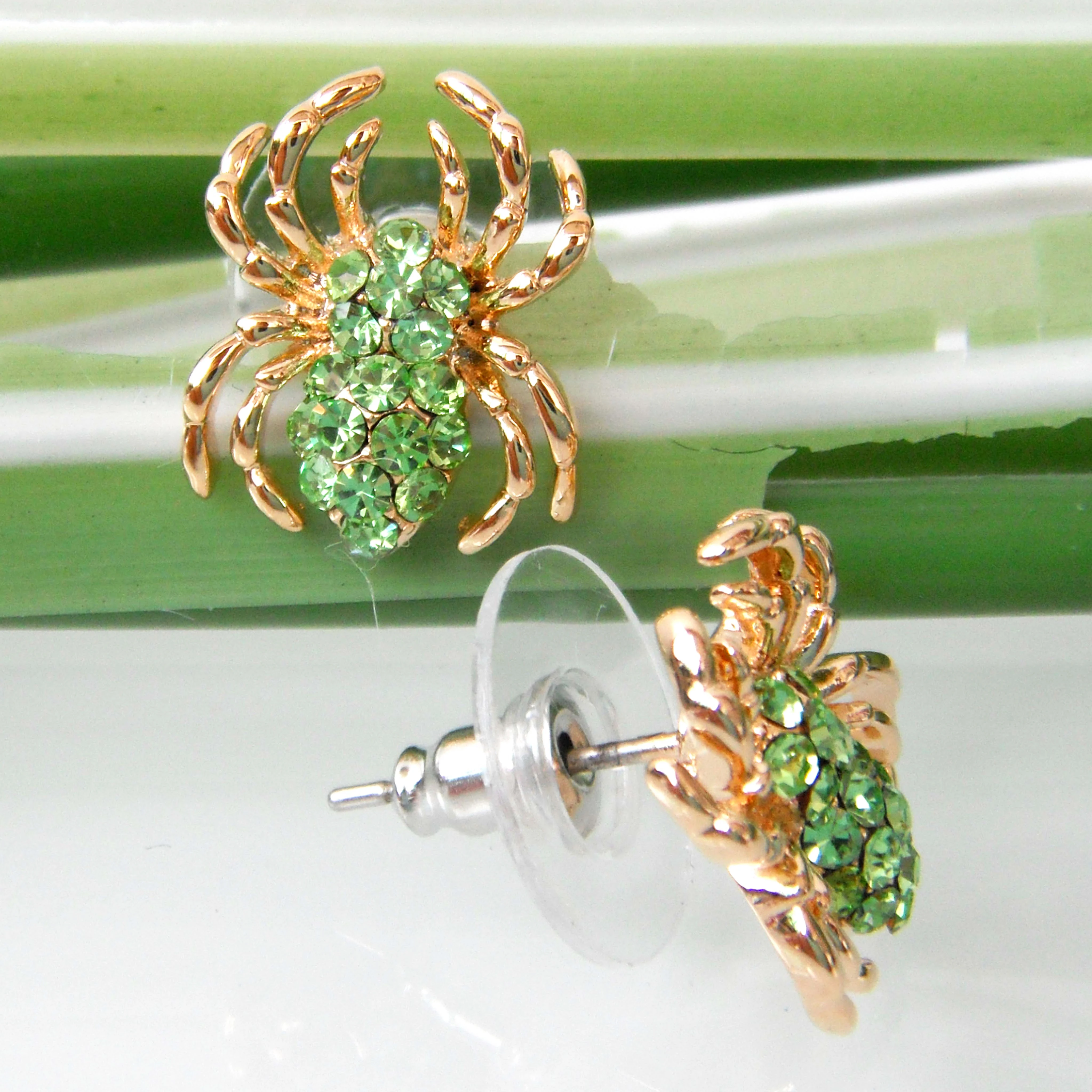 Зеленые прозрачные стразы Navachi Spider Tarantulas желтые серьги гвоздики SMT2603|earrings lips|earring