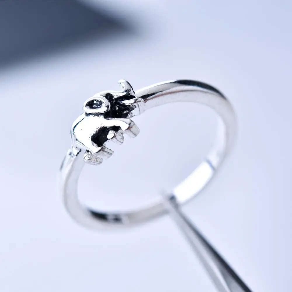 Модные милые кольца со слонами в винтажном стиле минималистский S925 серебристо