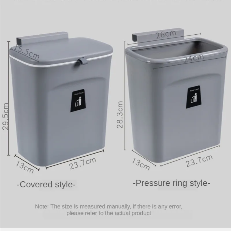 

9L Kitchen Wall Mounted With Cover Trash Kitchen Garbage Bin Toilet Living Room Hanging Creative Storage Waste Storage Bucke