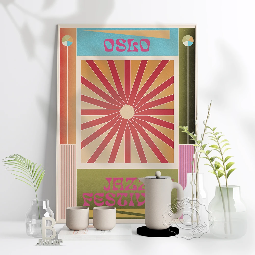 

Oslo Jazz Festival 86' Show Print Poster, Nordic Style Poster, Color Geometry Home Decor Music Festival Fans Collection Gift