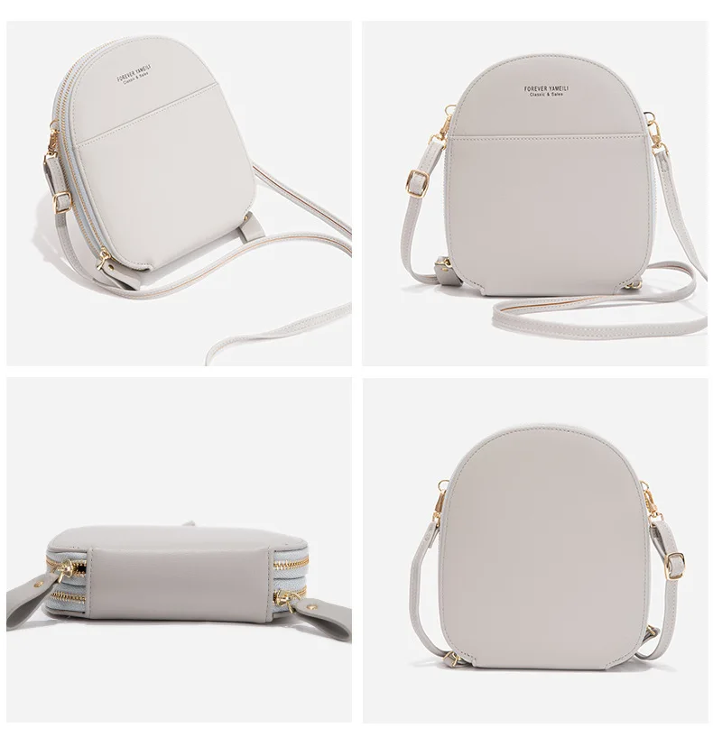 

2021 Diagonal Bag Fashion Net Red Shoulder Bag Korea Semicircle Simple PU Leather Small Lady Mobile Phone Bag