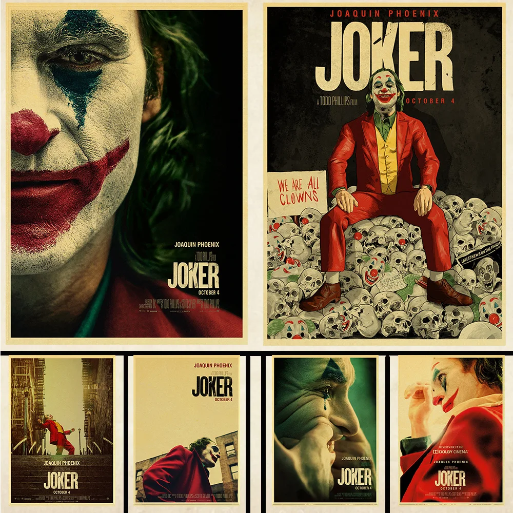 2019 Новый фильм Джокер Клоун Хит Леджер Ретро плакат картины комиксов для декора стен дома, бара, кафе.