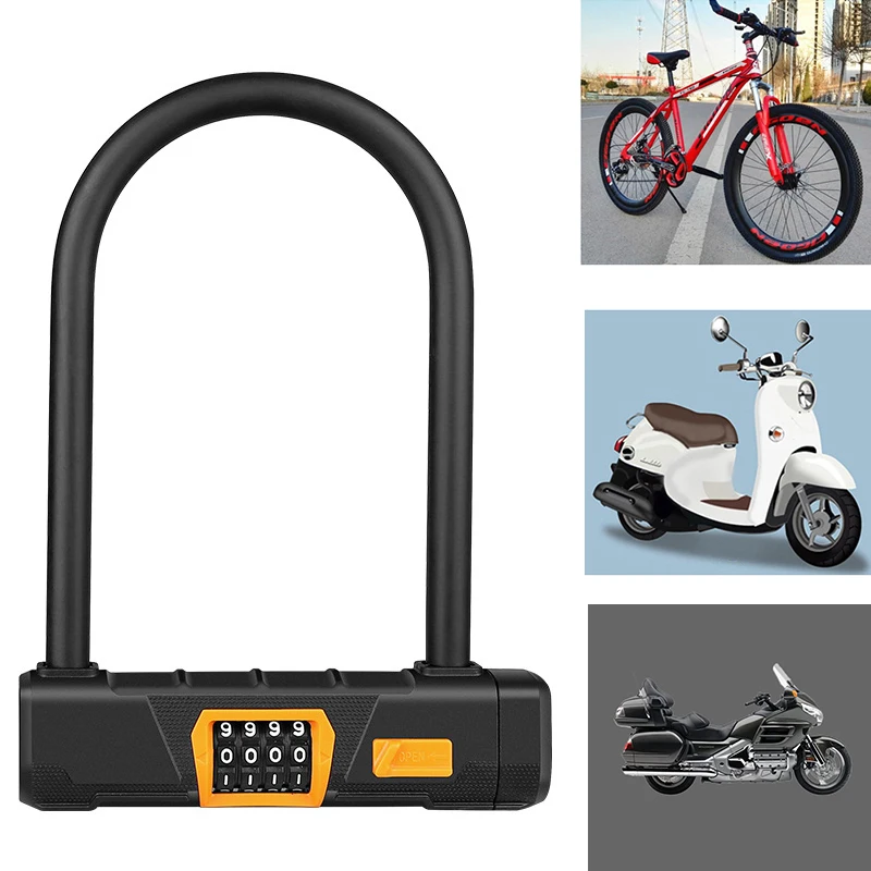

Portable Bicycle U Lock Anti-theft Password Lock Steel Cycling Code Lock Bike Safety Accessories