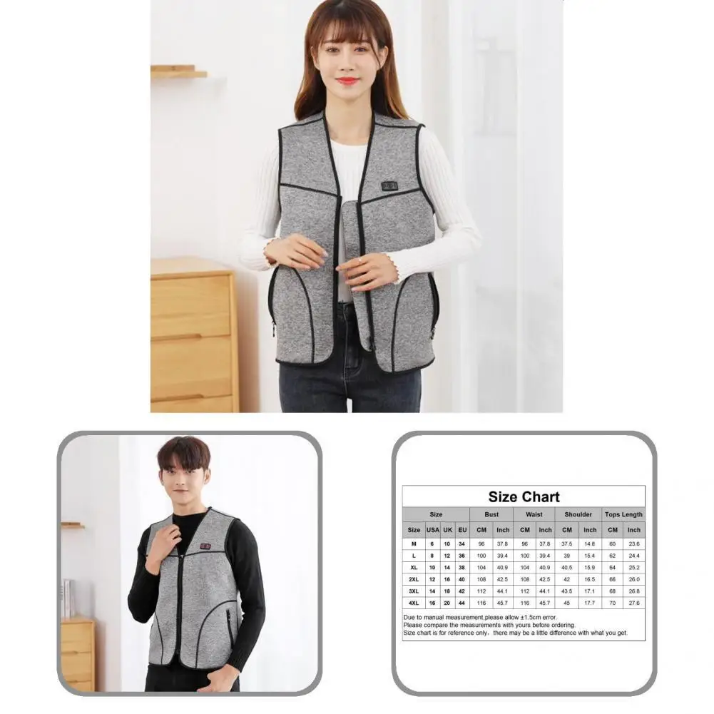 

Vest 3 Heating Levels Useful Zipper Closure Unisex Heated Clothing Vest