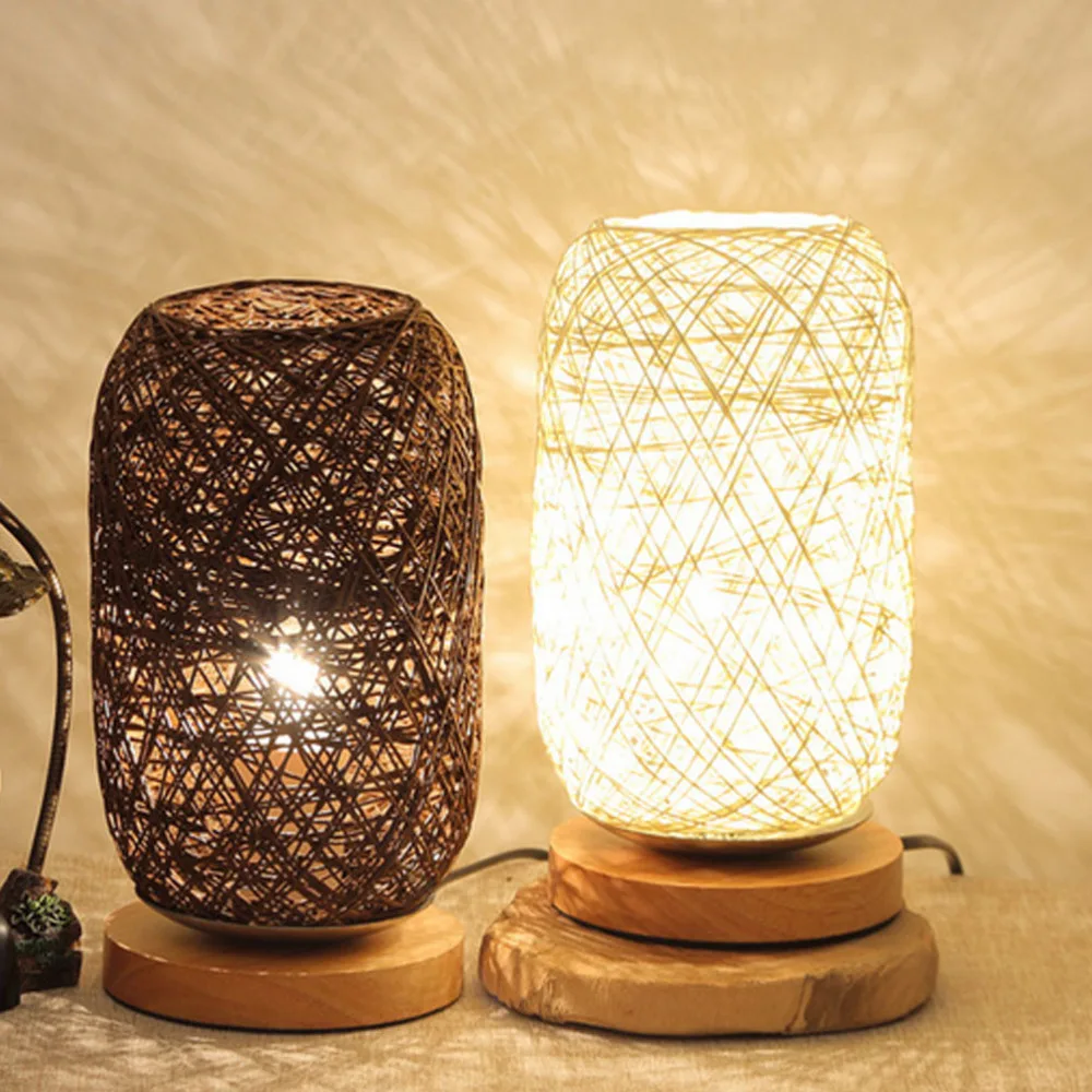 

1pc Decorative Table Lamp Bedside Lamp Decor LED Rattan Woven Lamp