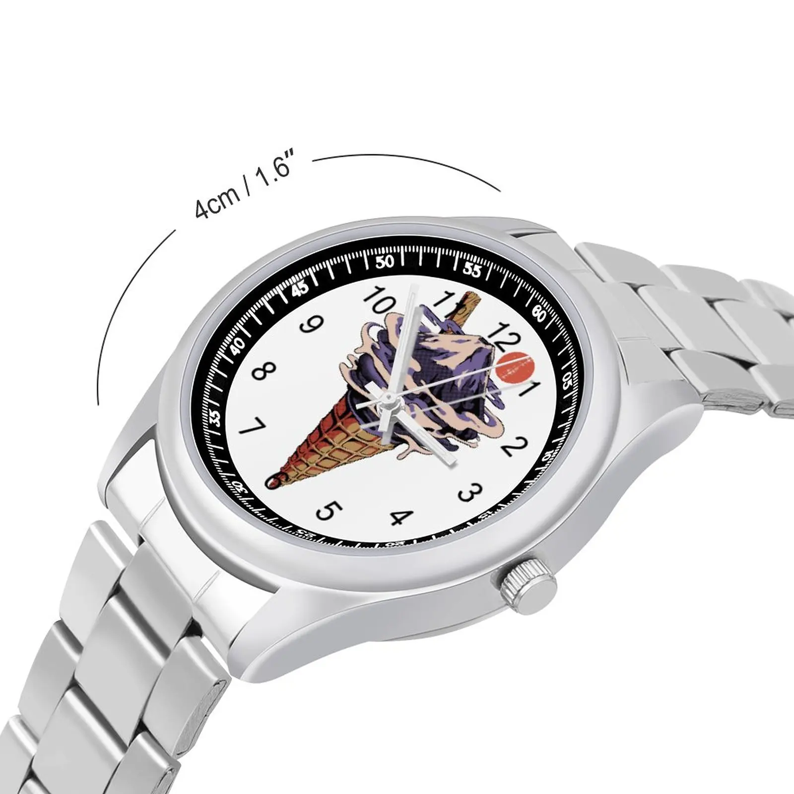 Кварцевые часы с изображением мороженого простые наручные из нержавеющей стали