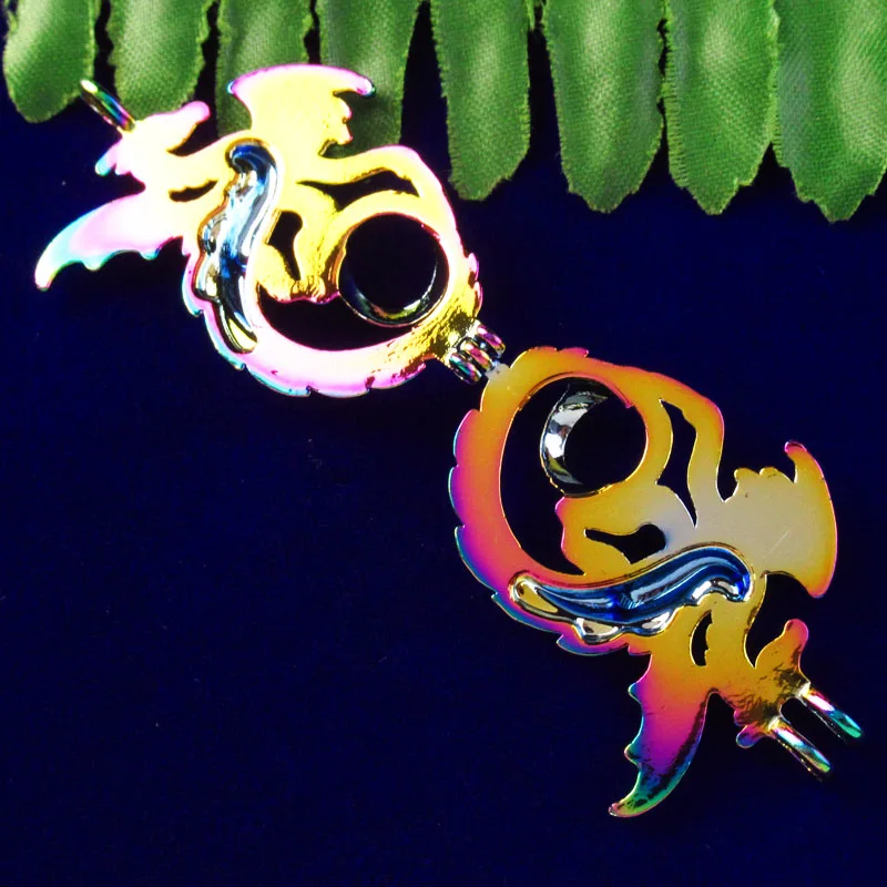

42x30x10mm Rainbow Hematite Western Dragon Open Design Pendant