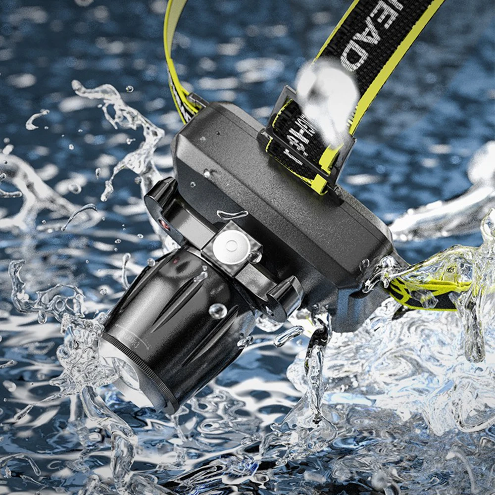 

Super Bright 10000lm LED Headlamp Zoom Headlight with Built-in Battery USB Rechargeable Head Lamp Induction Head Front Light