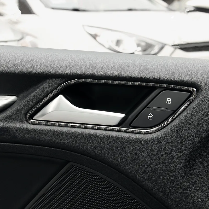 

Carbon Fiber Inner Door Handle Frame Decoration Cover Trim 4Pcs For Audi A3 8V 2013-2018 Doorknob Trim Strips Decals