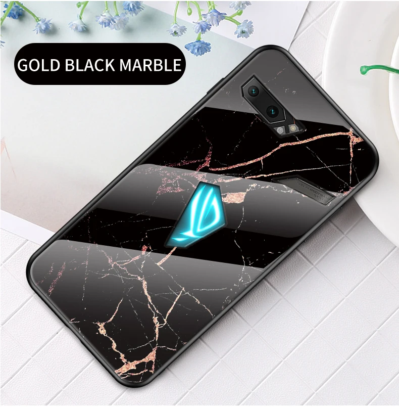 Чехол для Asus ROG Phone 2 ZS660KL, роскошный стеклянный мраморный стеклянный гибридный мягкий силиконовый Жесткий Чехол для Asus ROG 2, чехол для телефона