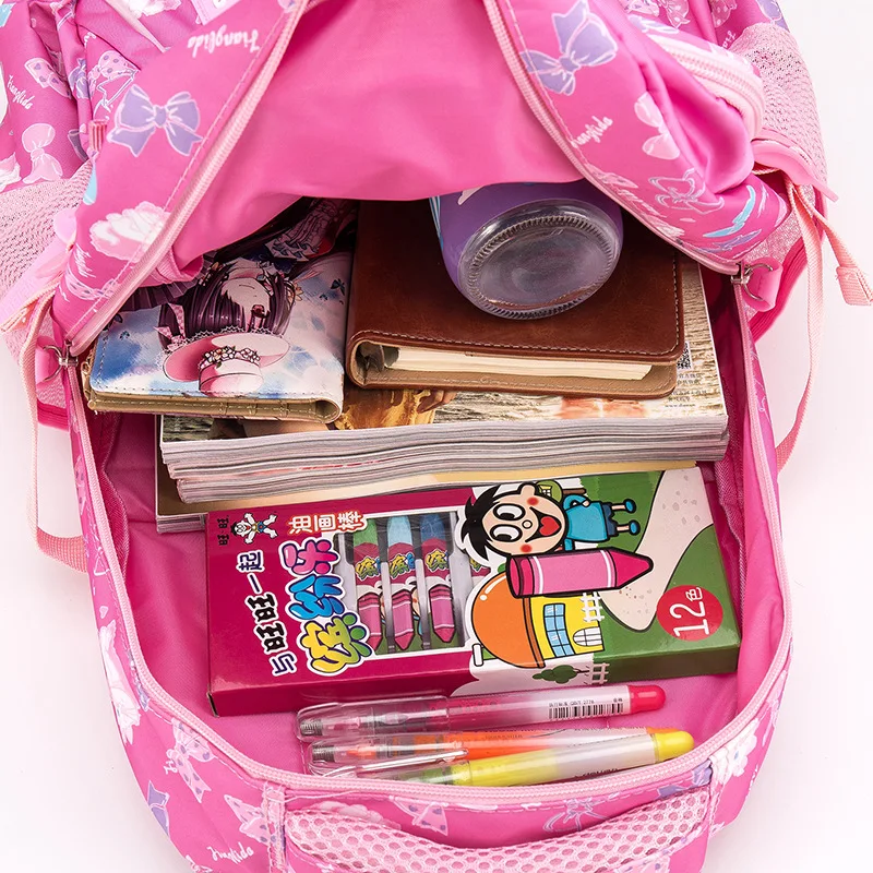 

2019 New Primary and Secondary School School Bag Lightweight Anti-Splash Shoulder Backpack Sweet Printed Three-Piece Set
