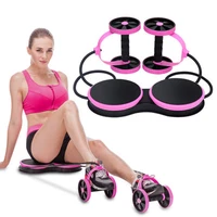 home fitness equipment double wheeled abdominal reeling device twisting disc roller tension rope automatic rebound abdomen wheel