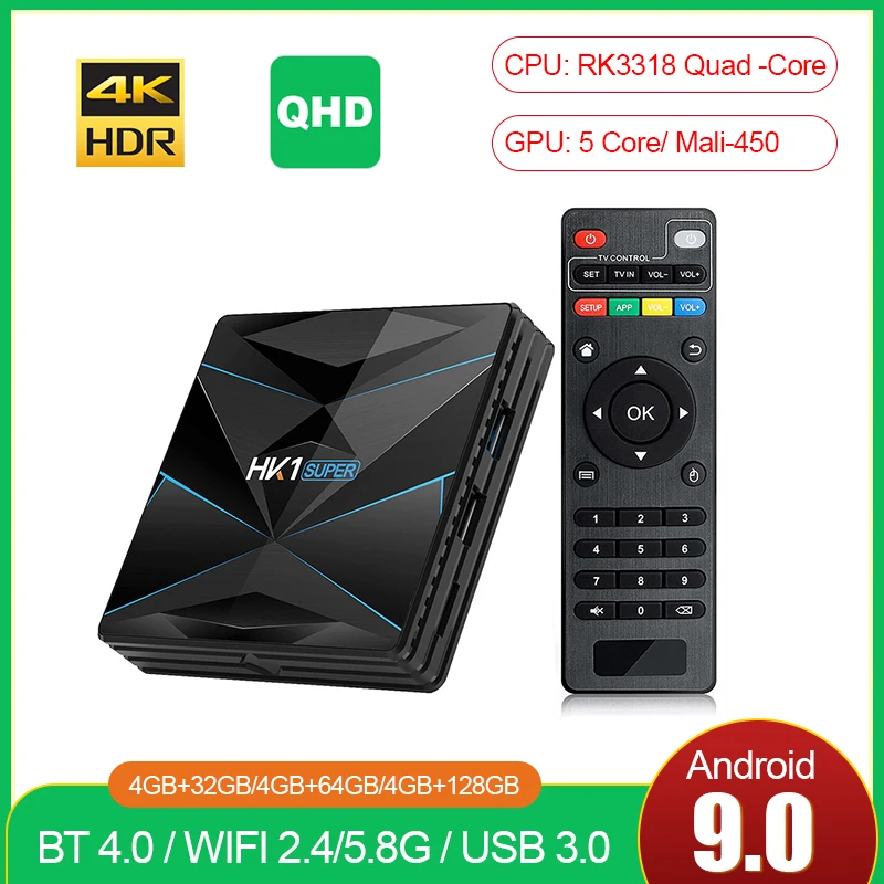 ТВ коробка HK1 супер Android 9 0 4G/32Гб/64Гб/128 г QHD Смарт 2 4/5G Wi Fi HEVC с BT HK1Super дополнительное