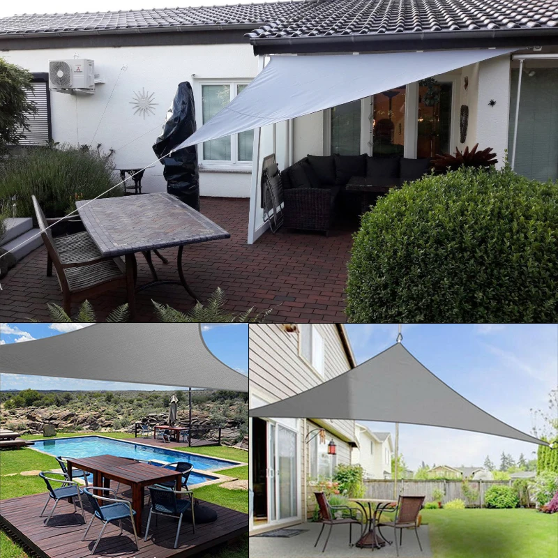 

Gray 300D Awnings for outdoor Waterproof Oxford Fabric Shade Sail Right Triangle Sun shade 3x3x4.3 4x4x5.7 5x5x7.1 3x4x5