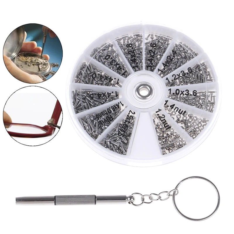 1000 шт./компл. микро очки солнцезащитные винтов гаек отвертка для ремонта Наборы