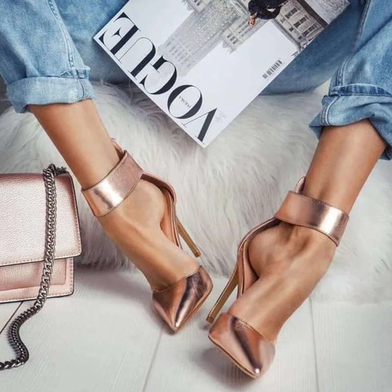 

Women Sandal Fashion Shoes Patent Leather Pointed Toe 11.5CM Thin Heels High heels Slip On ZIP sandal for women shoes size 35-42