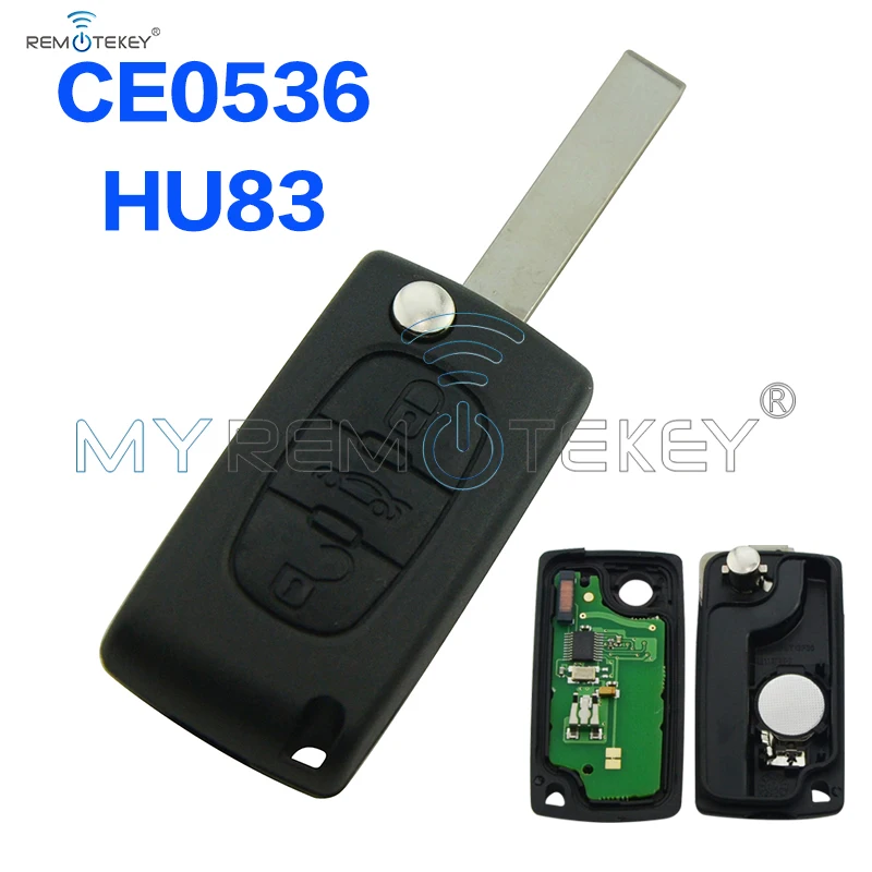 

CE0536 Models Flip Remote Car Key 3 Button 434mhz HU83 for Citroen C3 C4 C5 Electronic Chip On Board Remtekey