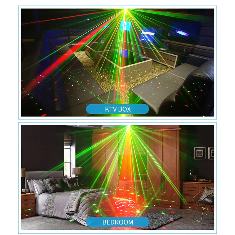 Лазерная лампа 48 узор мини led Голосовое управление сценические огни