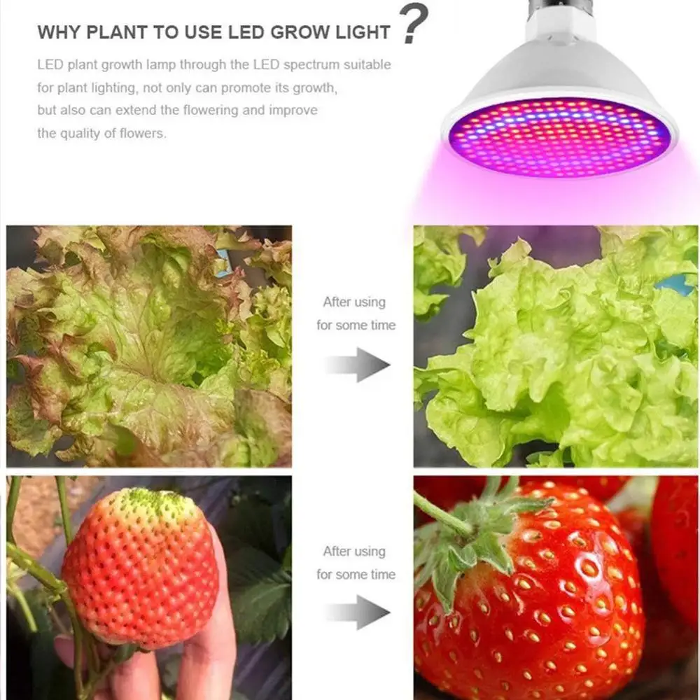 

Full Plant Grow LED Light Bulbs Lamp Lighting for Seeds Hydro Flower Greenhouse Veg Indoor Garden E27 Phyto Growbox