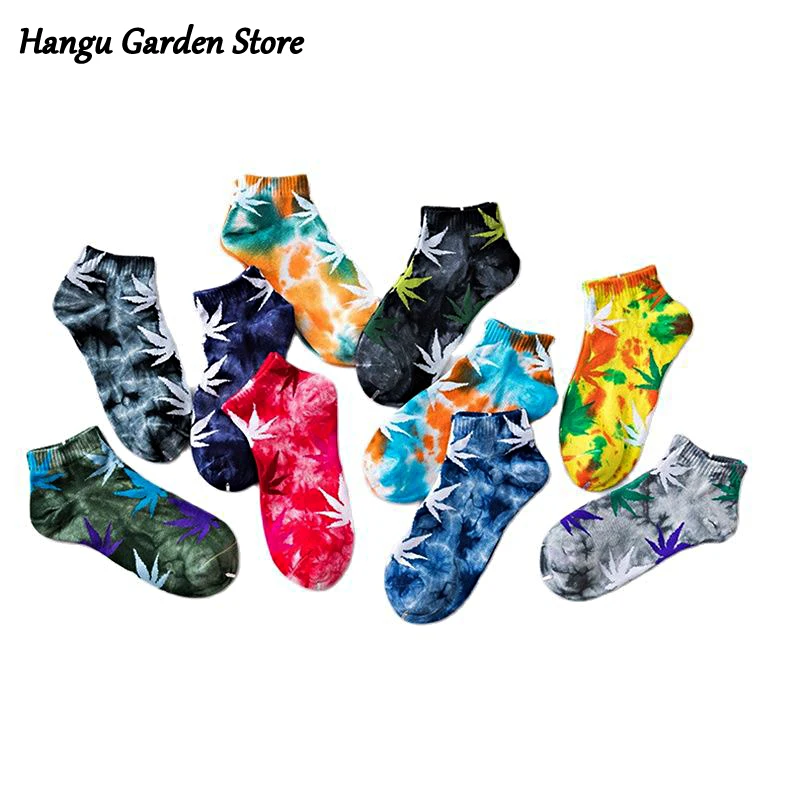 Женские однотонные сетчатые короткие носки горячая распродажа Tie dye смешные