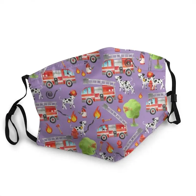 

Watercolor Dalmatian Dog Firefighters Reusable Unisex Adult Face Mask Face Firetruck Protection Cover Respirator Mouth Muffle