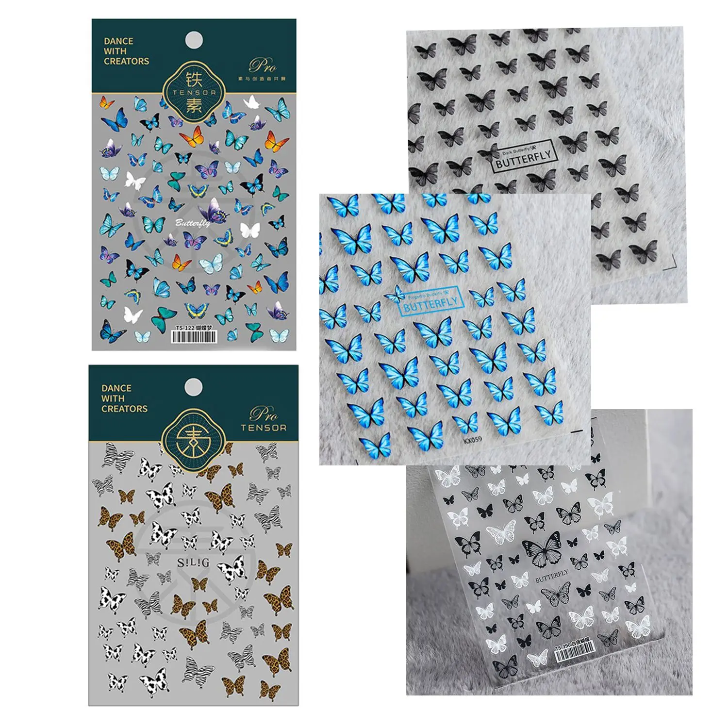 

Beauty DIY Salon Multi Styles 5D Nail Art Sticker Nail Art Decorations Butterfly Nail Sticker Self-adhesive Back Glue