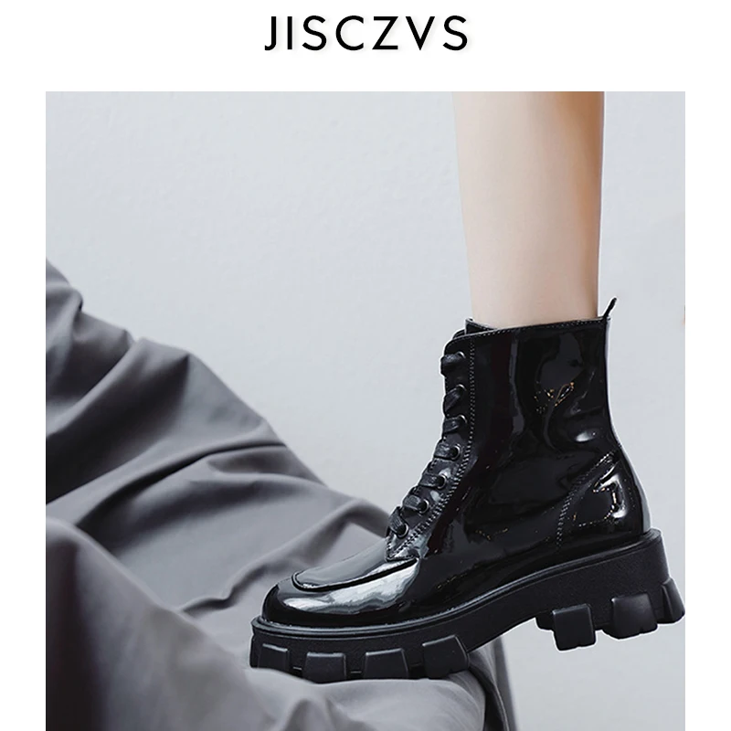 Женские ботильоны в стиле панк JISCZVS черные криперы на толстом каблуке Осенняя