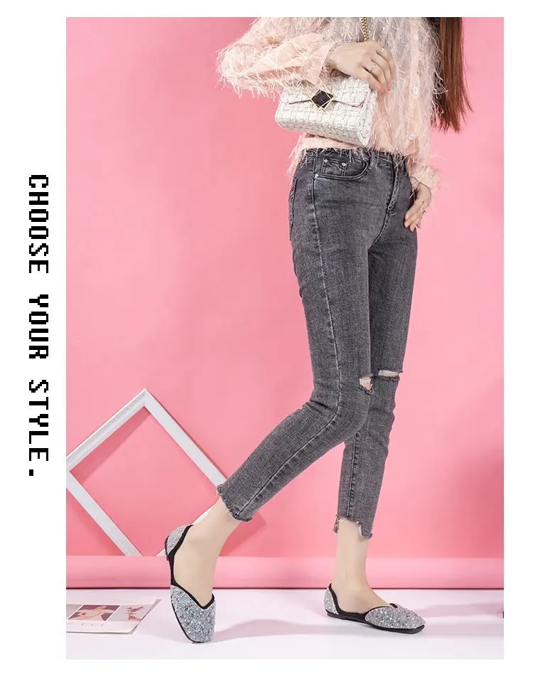 

Pumps Women's 2021 New Spring Dignified Rhinestone Sequined Fairy Gommino Large Size Women's Shoes Summer