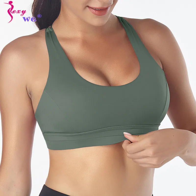 

SEXYWG S-4XL Sports Bra for Women Push Up Yoga Crop Tops Gym Fitness Active Wear Underwear Sexy Corss Back Sportwear Plus Size