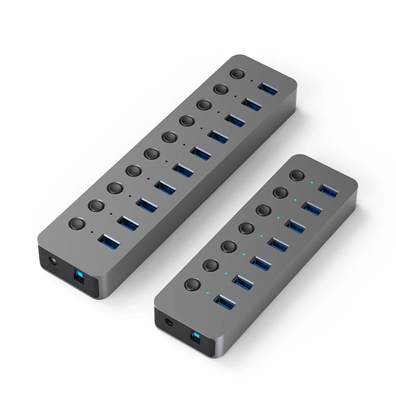 

Blueendless USB Hub 3.0 USB High Speed 7/10 Port Aluminum Alloy Shell Splitter Independent Switch Adapter for PC Accessories