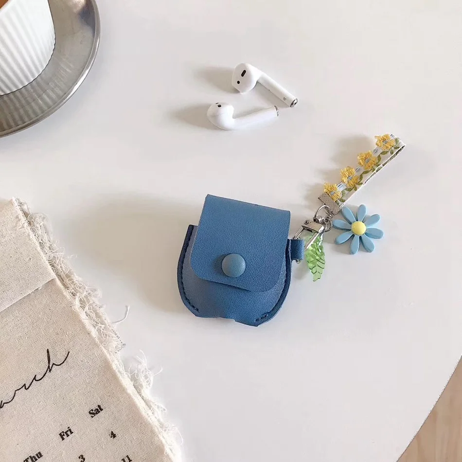 Flower Blue Чехол для AirPods милый мультяшный слон кожухи головных телефонов для Apple Airpods 2 забавные аксессуары защитный чехол с кольцом на палец - Цвет: Flower Blue