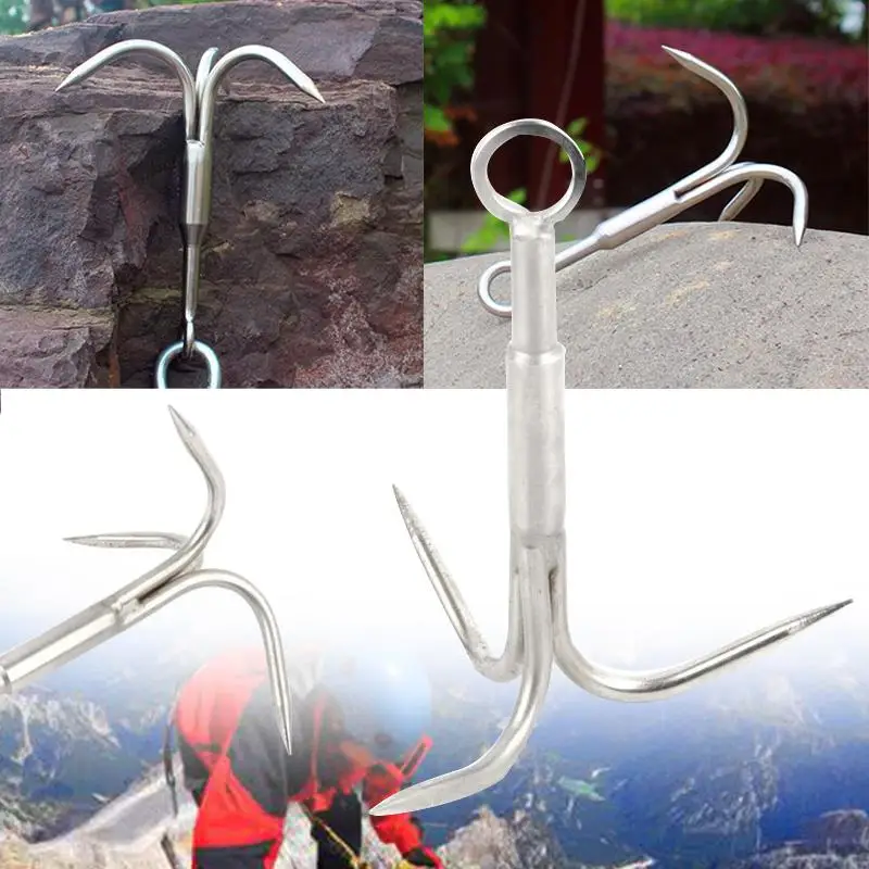 

Silver Anchor Hook Clasp Grappling Tackle For Fishing Mountaineering Climbing