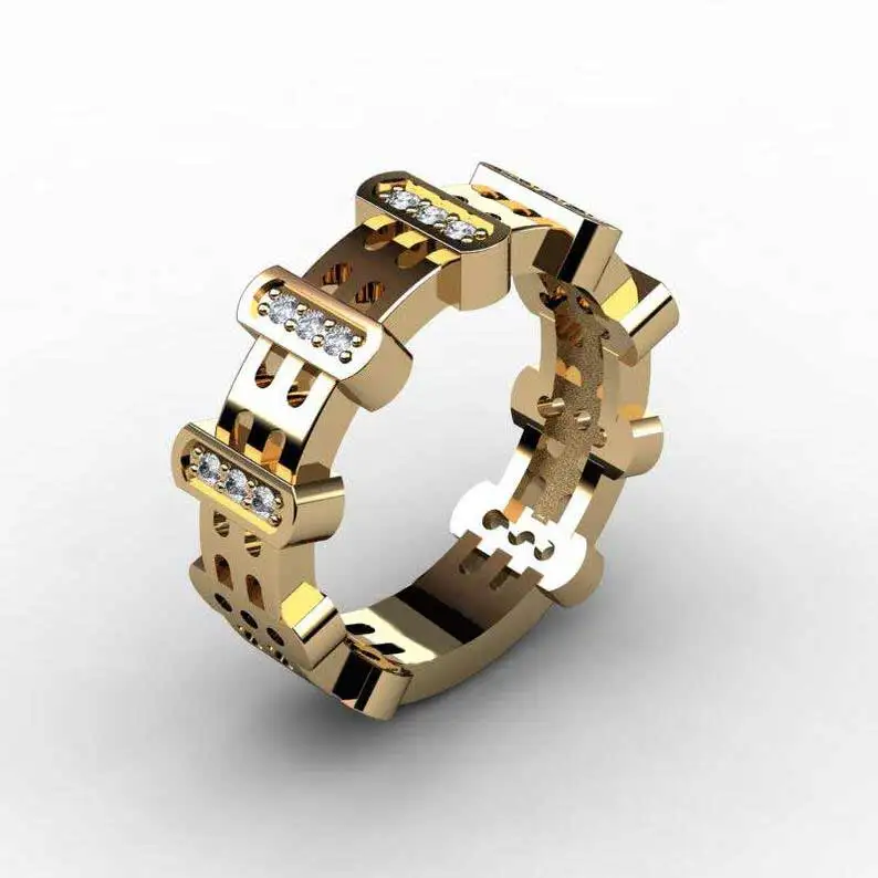 

JK 2021 Hot Selling Men Ring Popular Punk Hiphop Stylish Men Ring Band Birthday Gift For Boyfriend Trendy Geometric Ring