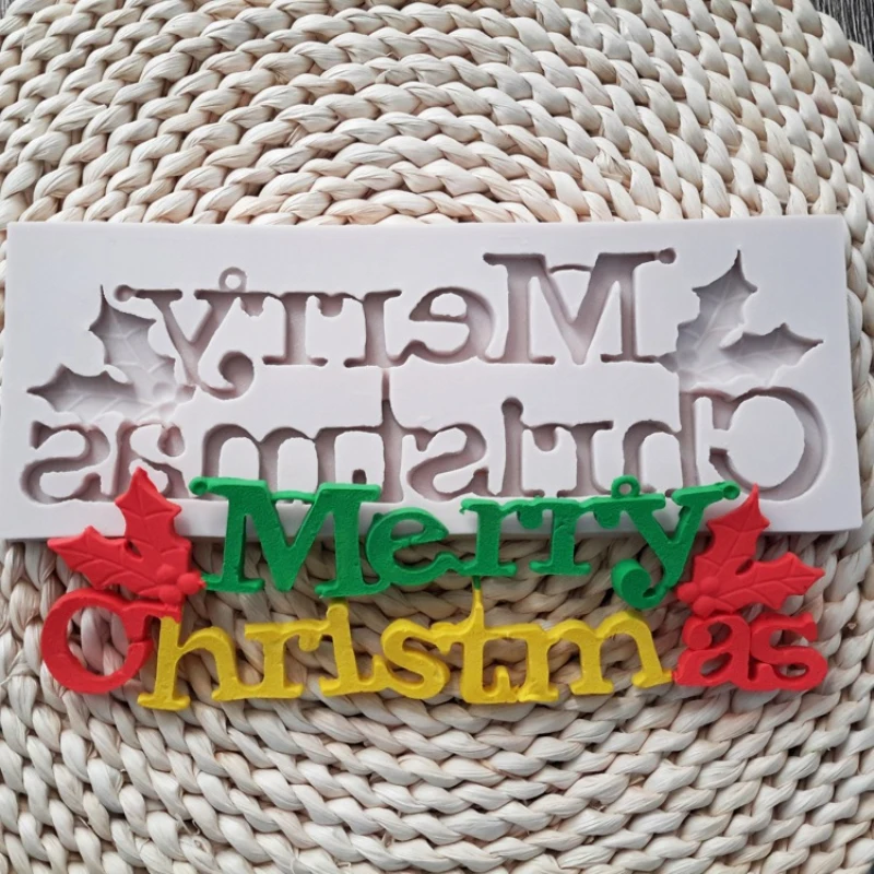 Силиконовая форма для помадки с надписью Merry Christmas DIY формы украшения торта