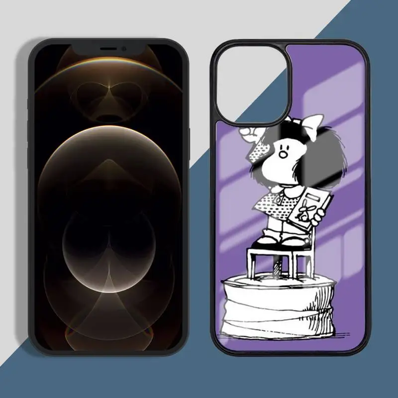 

mafalda Manga girl etui coque lovely cute Phone Case for iPhone 11 12 pro XS MAX 8 7 6 6S Plus X 5S SE 2020 XR Hard PC