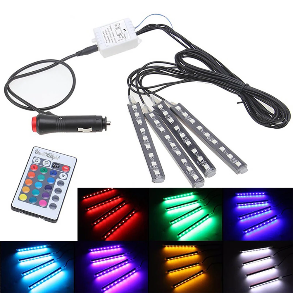 Светодиодная ленсветильник 4 в 1 для салона автомобиля с беспроводным пультом