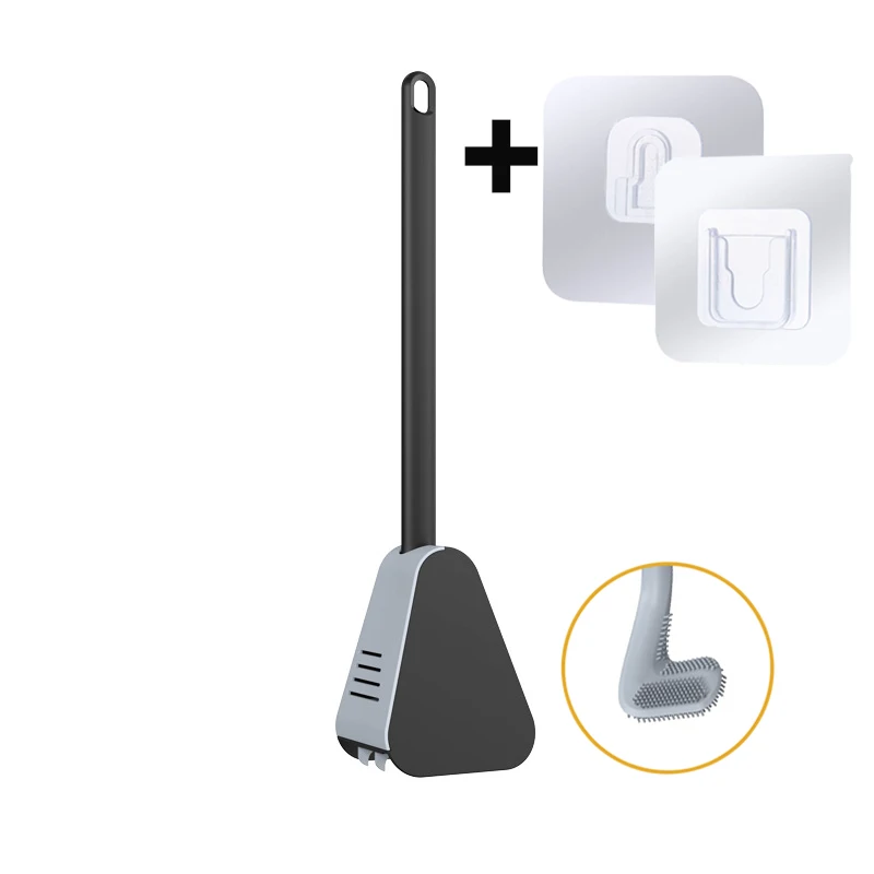 

Golf Silicone Toilet Brush With Holder Set Long Handled Toilet Cleaning Brush Black Modern Hygienic Bathroom Accessories
