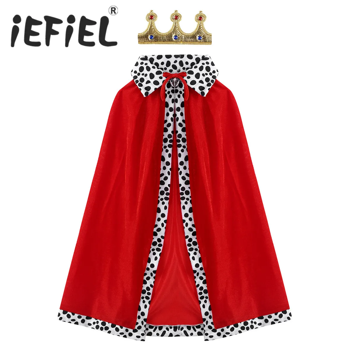 Детский костюм короля на Хэллоуин накидка с накидкой красный бархатный плащ