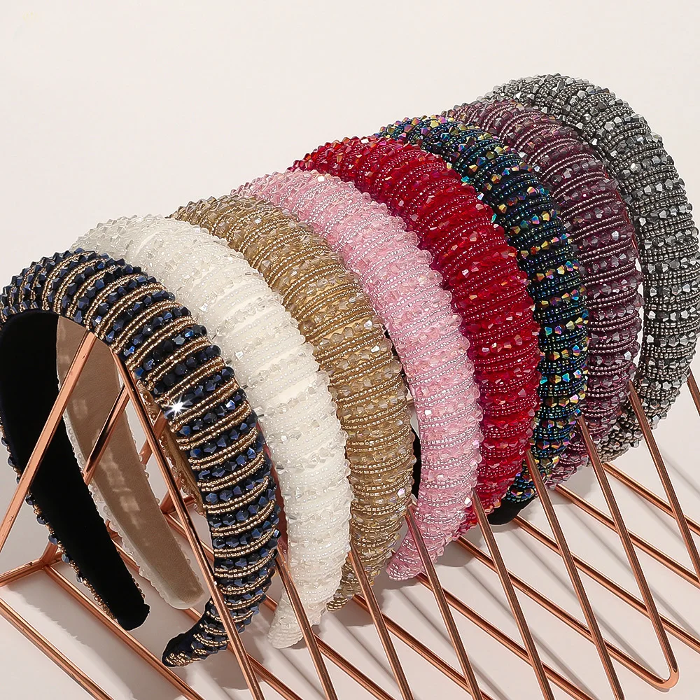 

Ethnic Baroque Glass Beads Braid Hairband Headband for Women Girls Hair Accessories