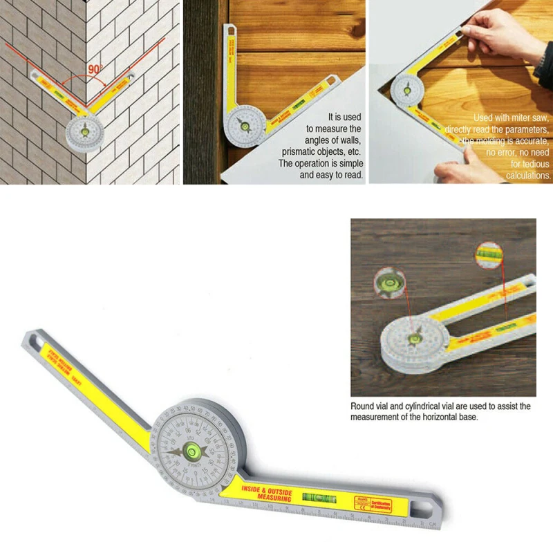 

New Miter Saw Protractor 360 Degree Goniometer Engraved Dial Accurate Angle Finder