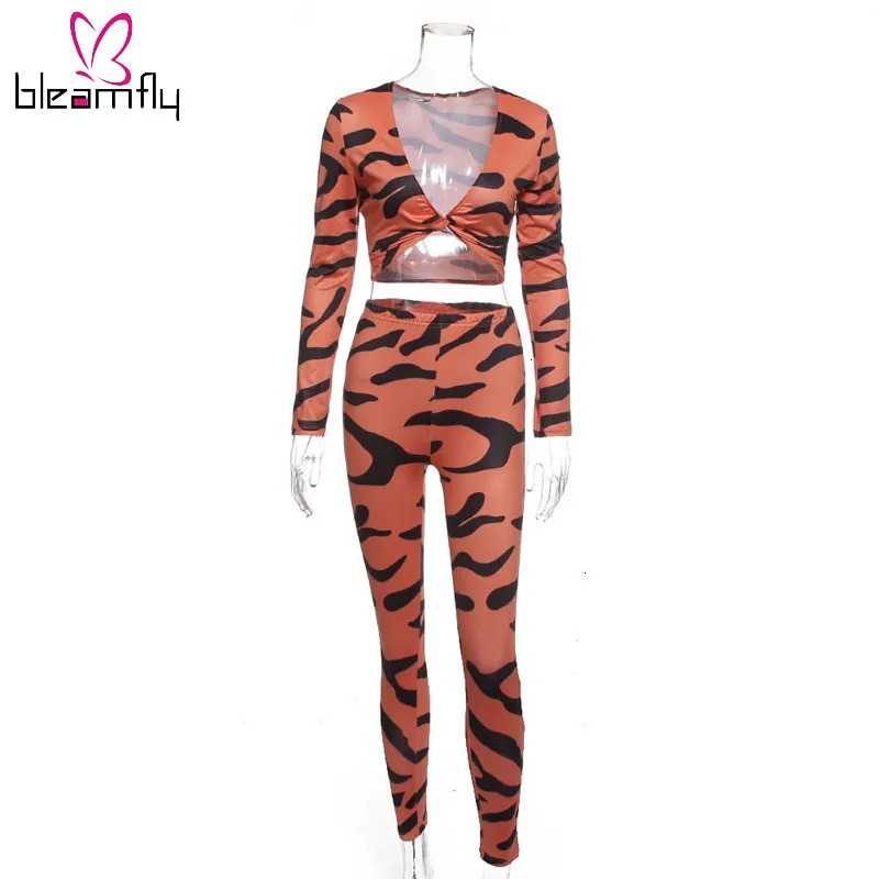 Сексуальные Женский комплект 2 шт. комплекты Клубные наряды с принтом зебры