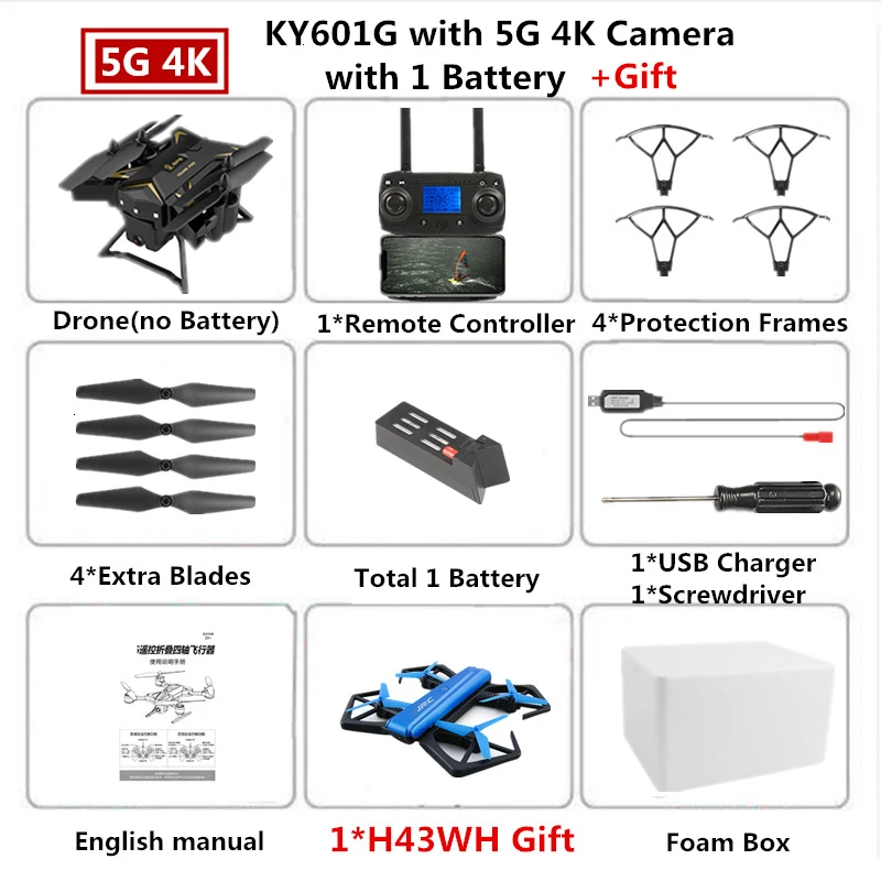 B1 4K Cam Foam Box Радиоуправляемый Дрон KY601G gps Квадрокоптер с 5G 4K HD камерой 2000 м Дистанция управления Pro селфи следуем за мной Квадрокоптер Fly 20 минут - Цвет: B1 4K Cam Foam Box