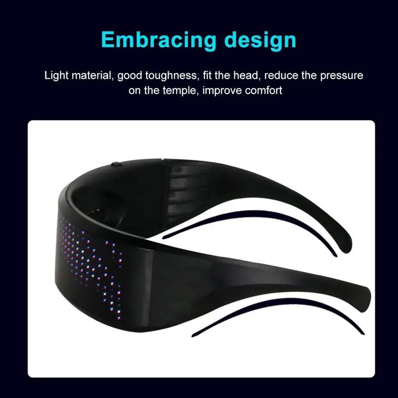 구매 무선 블루투스 LED 안경 전화 APP 연결 제어 풀 컬러 Oculos Led DIY 패턴 USB 충전 패턴