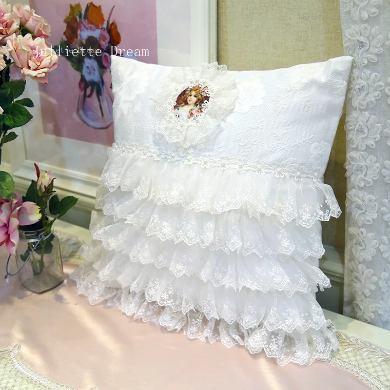 Роскошный роскошный дворцовый Чехол на подушку с европейской вышивкой кружевом